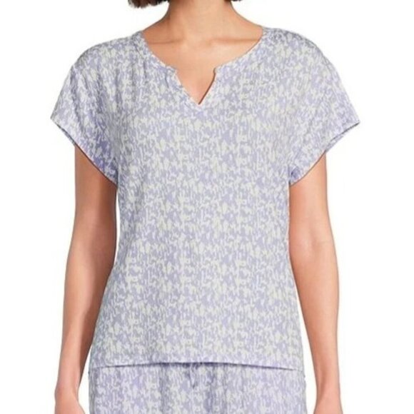 Nottibianche Sleep Top NWT Light Blue Floral Short Sleeve Size L Dillard’s - Picture 1 of 8